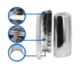 Chrome Door Mirror Cover Pair Set for Freightliner Cascadia 2008-2014 Truck Models PLUS Freightliner Logo Emblem and KOZAK Reflective Vest