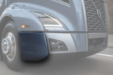 KOZAK PLASTIC Bumper Corner Cover Right Passenger Side compatible with Volvo VNL 2018 and newer Plus Logo Emblem with Stripe, 2X 22 Windshield Wipers, KOZAK Reflective Vest