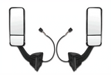 Kozak Replacement Chrome Heated Door Side Mirror Set (Left Driver + Right Passenger Sides) for Freightliner Cascadia 2008-2017 PLUS Logo, 2x 22" Windshield Wipers and Kozak Vest
