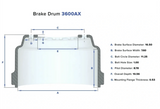 Brake Drum 3600AX - 16.50" x 7.0" Outboard, 10 Hole. Made in USA