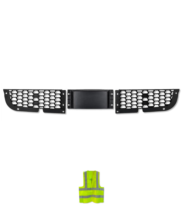 Front Bumper Upper Trim Mesh Grilles with Radar Cover Set 2018-2024 Freightliner Cascadia