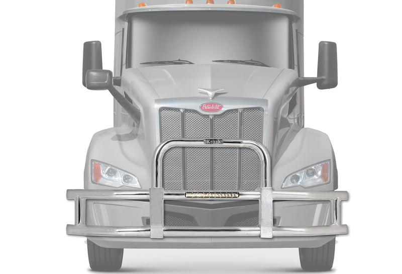 Chrome Grille Guard w/ Built in 16'' LED Bar 2022+ Peterbilt 579 NO Fog