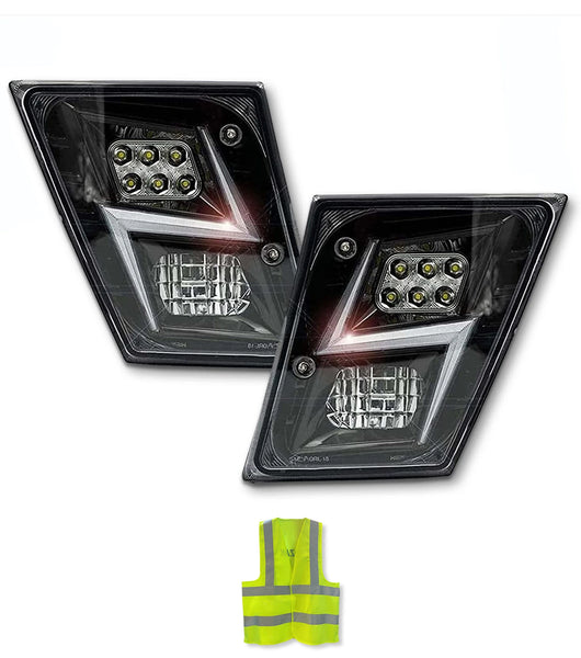 Fog LED Lights Black Set 2004-2017 Volvo VNM VNL VT