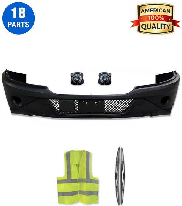 Complete Plastic Bumper w/ Hole 18 Pcs with Led Fog Set 2022+ Kenworth T680 Next Gen