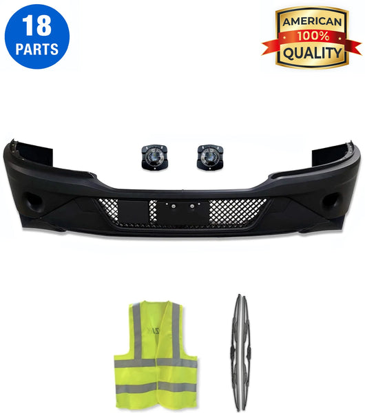 Complete Plastic Bumper w/ Hole 18 Pcs with Led Fog Set 2022+ Kenworth T680 Next Gen