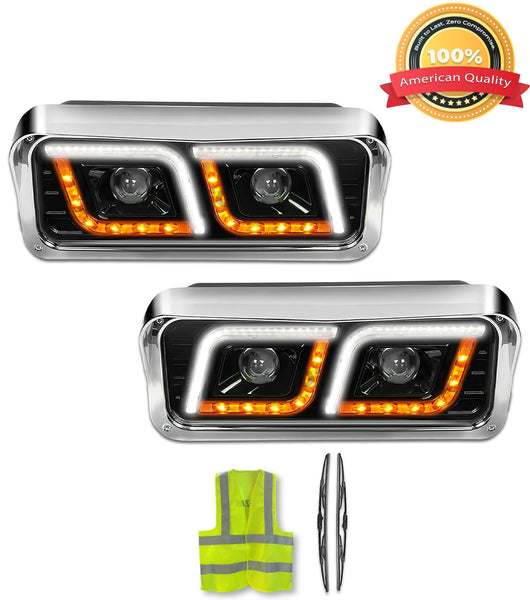 Headlights LED Black Set Western Star 6900 4900 4800
