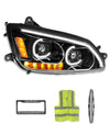 Headlight LED Black with Turn Signal Dual Passenger 2008-2018 Kenworth T660 T370