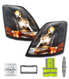 Headlights Assembly Black Set 2004-2017 Volvo VNL VNM
