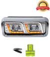 Headlight LED DRL Dual Chrome Passenger Freightliner Classic
