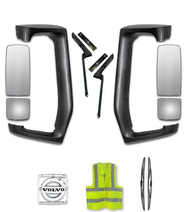 Mirror Arm Covers with Small and Big Door Mirrors Set 2004+ Volvo VNL VNM VNX
