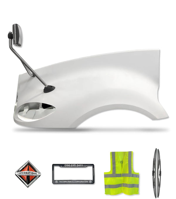 Hood Fender Fiberglass Driver with Hood Mirror 2006-2017 International Prostar