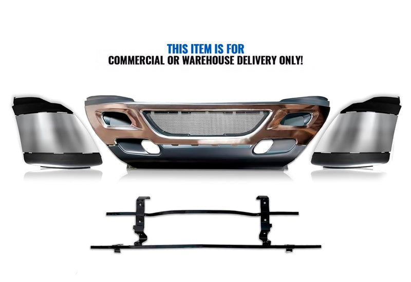 Bumper Plastic with Chrome Trim Set w/ Bracket 2008-2015 International Prostar