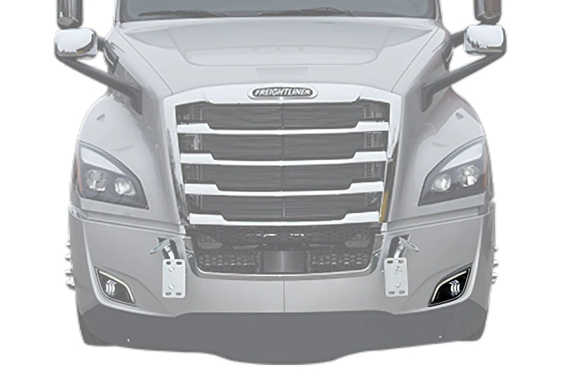 LED Fog Light Set with Halo Ring DLR Black Housing Left Freightliner Cascadia 2018+ - 