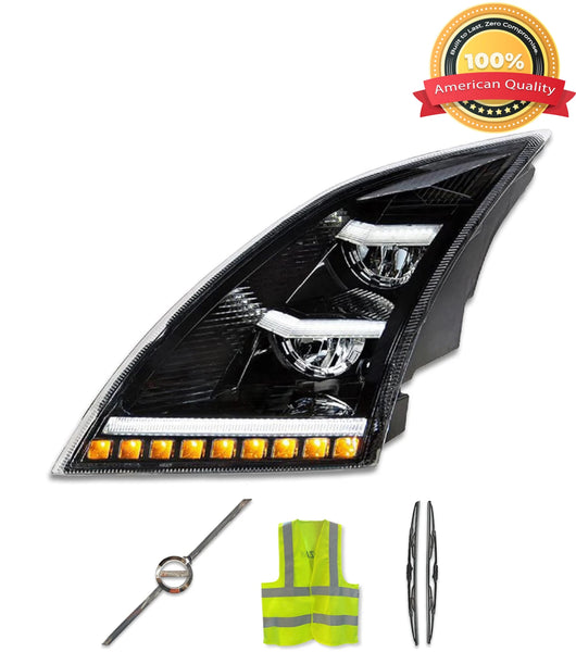 Headlight LED DRL Black Driver 2018+ Volvo VNL VNR