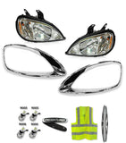 Headlights Halogen Set with Chrome Bezel 2004+ Freightliner Columbia