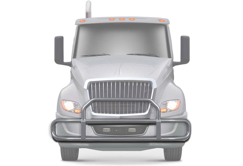 Gray Front Grille Deer Moose Bumper Guard 2018+ International LT LT625 (plastic bumper w/central fog lights)