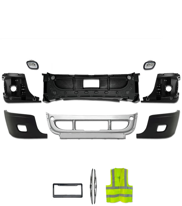Bumper Set with Fog Light Holes 6 Pcs Includes 2 Pcs Fog Light 2008-2017 Freightliner Cascadia 125 113