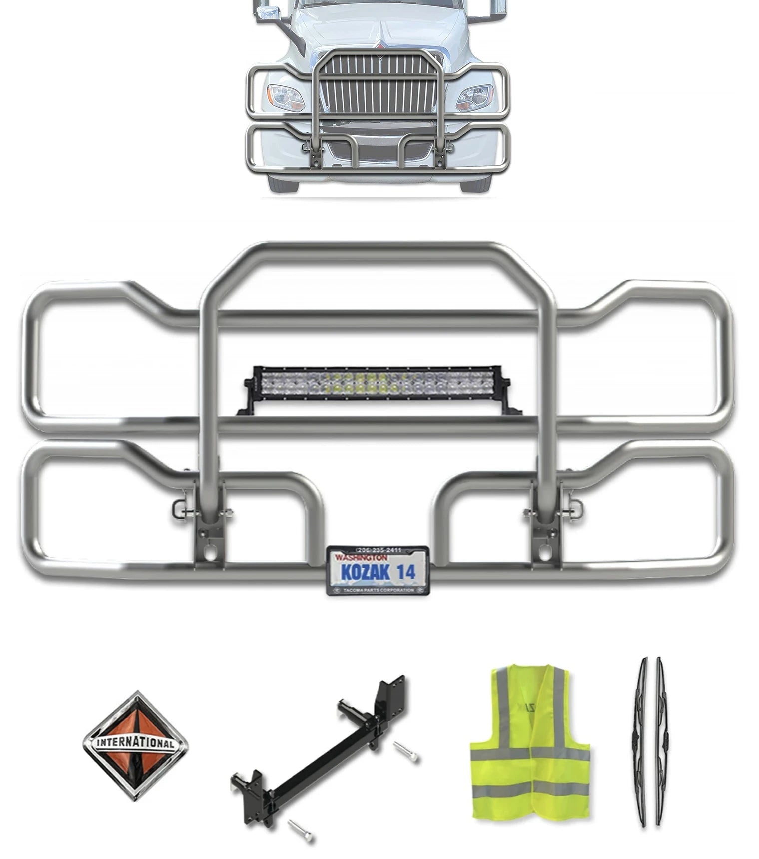 Front Grille Guard Chrome International LT625