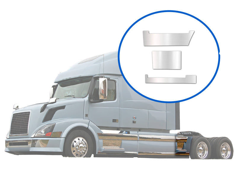 Stripes Chrome Trim Set for Rear Step Fairing Panel 29" (75 cm) Driver Side (12L, 13L, 14L)  2004-2017 Volvo VNL