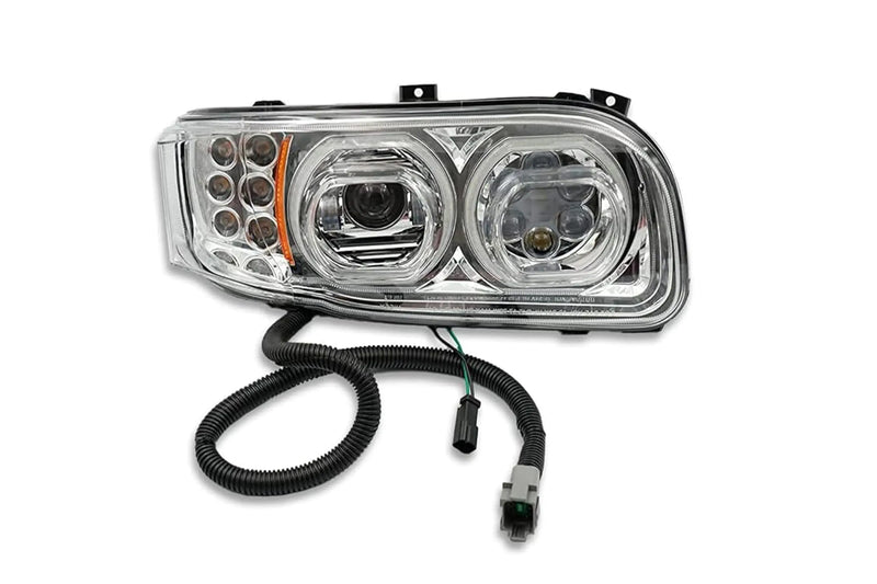 Chrome Housing Full LED Headlight Right Side Pete 388 389