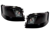 Bumper Corners w/ Fog Holes & LED Fog Light Black Housing Set 2004-2015 Volvo VNL