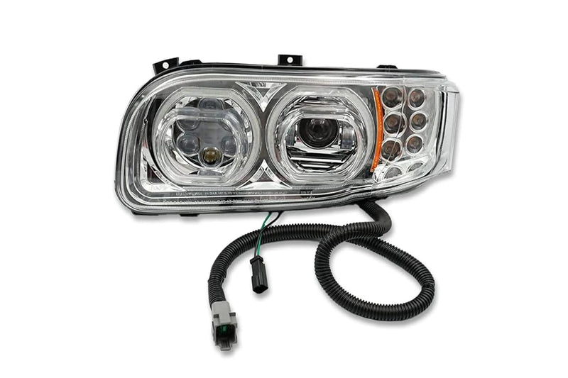 Chrome Housing Full LED Headlight Left Side Pete 388 389