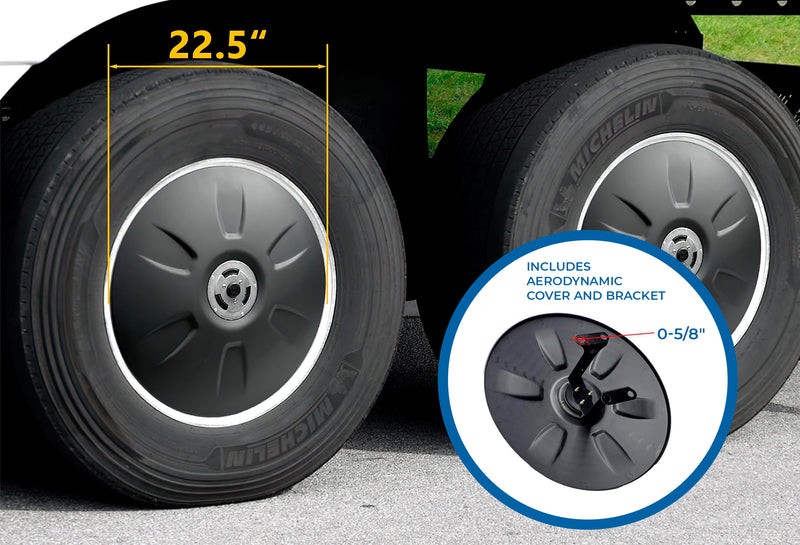 22.5" Aerodynamic Wheel Covers for Semi Trucks (drive axle), Twist & Lock 2 Pcs