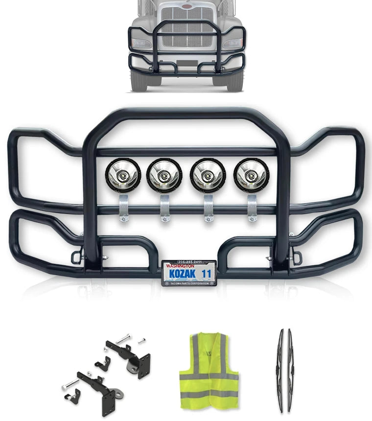 Front Grille Bumper Guard Large Black Peterbilt 384