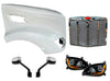 Fiberglass Long Hood Modified Style w/Front Grille, LED Headlights & Mirrors Set 2014-2022 Peterbilt 579