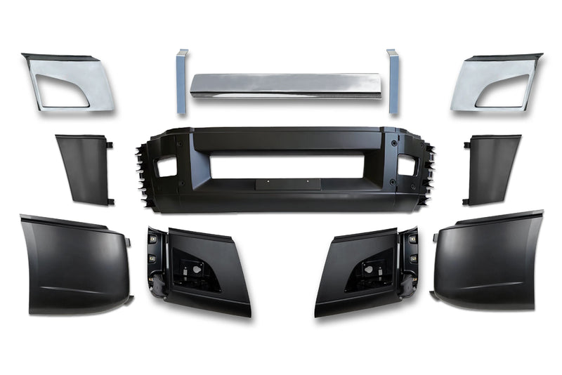 Bumper Set with Fog Holes with Chrome Trim and Brackets 2018+ Volvo VNL VNR