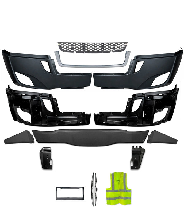 Bumper with Fog Holes Plastic w/ Brackets 11 Pcs 2018-2024 Freightliner Cascadia 126 116