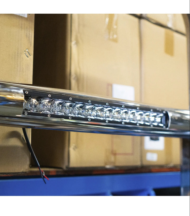 Grille Bumper Guard Chrome with Built-in 16" 2022+ Kenworth T680 Next Gen - No Fog