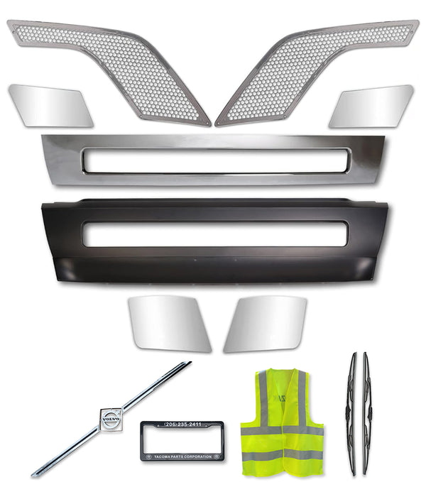 Bumper Center with Chrome Trim Set 2004-2015 Volvo VNL