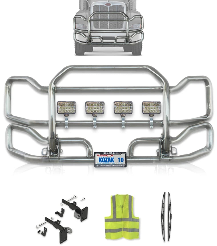 Front Grille Bumper Guard Large Chrome Peterbilt 384