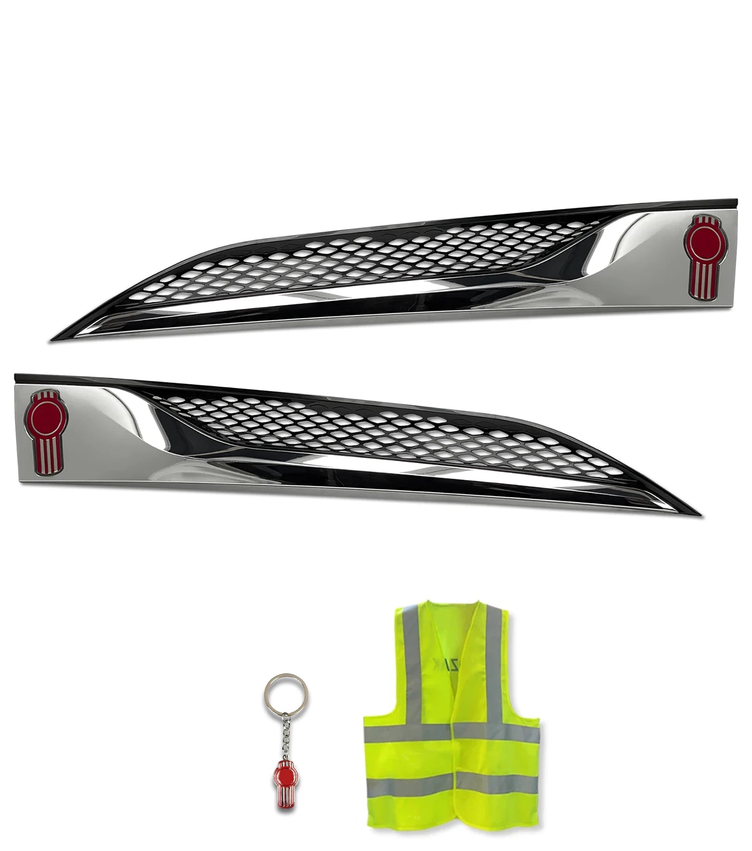 Side Hood Grilles Vent Trim Chrome Set 2022+ Kenworth T680