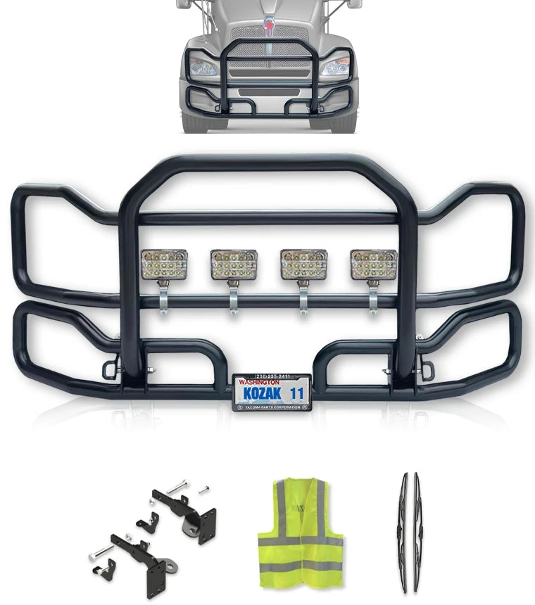 Front Grille Guard Large Black Kenworth T440