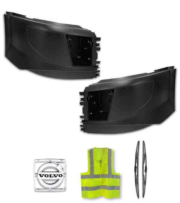 Bumper Corners With Fog Holes Plastic Set 2016-2017 Volvo VNL