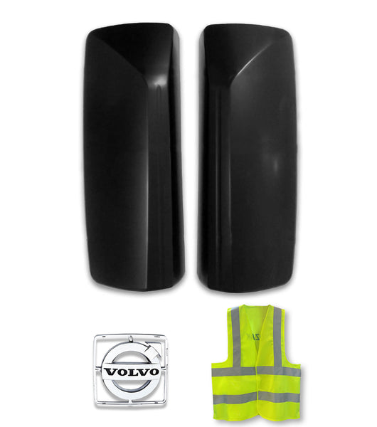 Door Mirror Covers Black Set 2004-2024 Volvo VNL VNM VNX