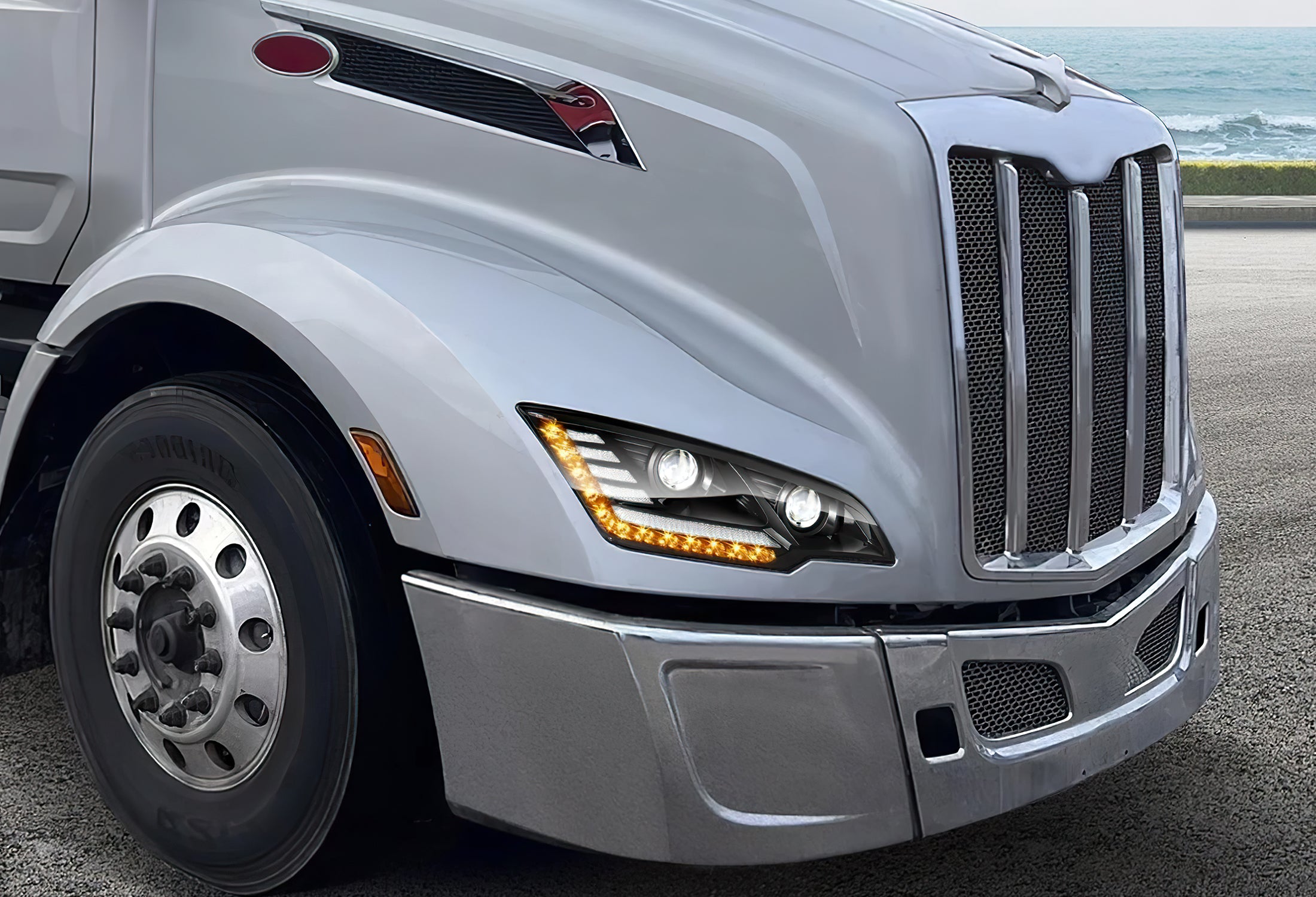 Headlight LED Black Passenger 2022+ Peterbilt new 579