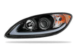 Headlight Black with LED Glow Bar Driver 2008-2016 International Prostar