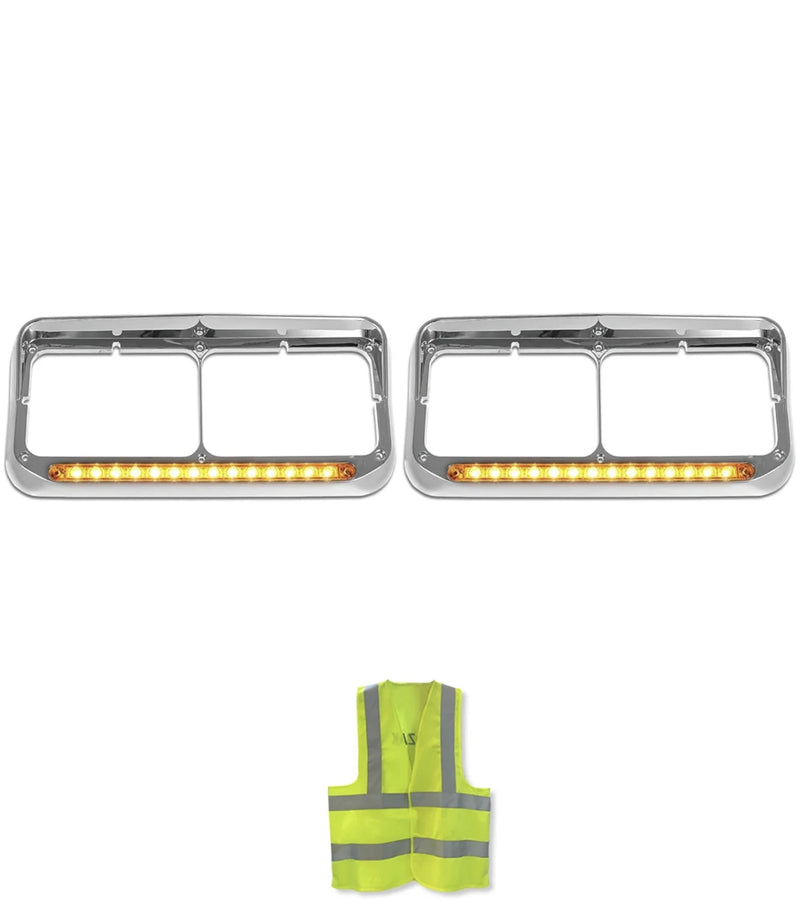 Headlights Bezels C500 Yellow LED 2 Pcs Kenworth T400 T600 T800 Headlights Bezels C500 Yellow LED 2 Pcs Kenworth T400 T600 T800
