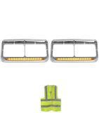 Headlights Bezels Yellow LED 2 Pcs Kenworth T400 T600 T800 W900B W900L