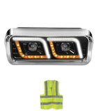 Headlight Black LED DRL Passenger Kenworth W900 T800 T600