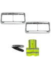 Headlights Bezels C500 Chrome with 12" Clear LED Light Strip Bar Freightliner FLD Classic XL