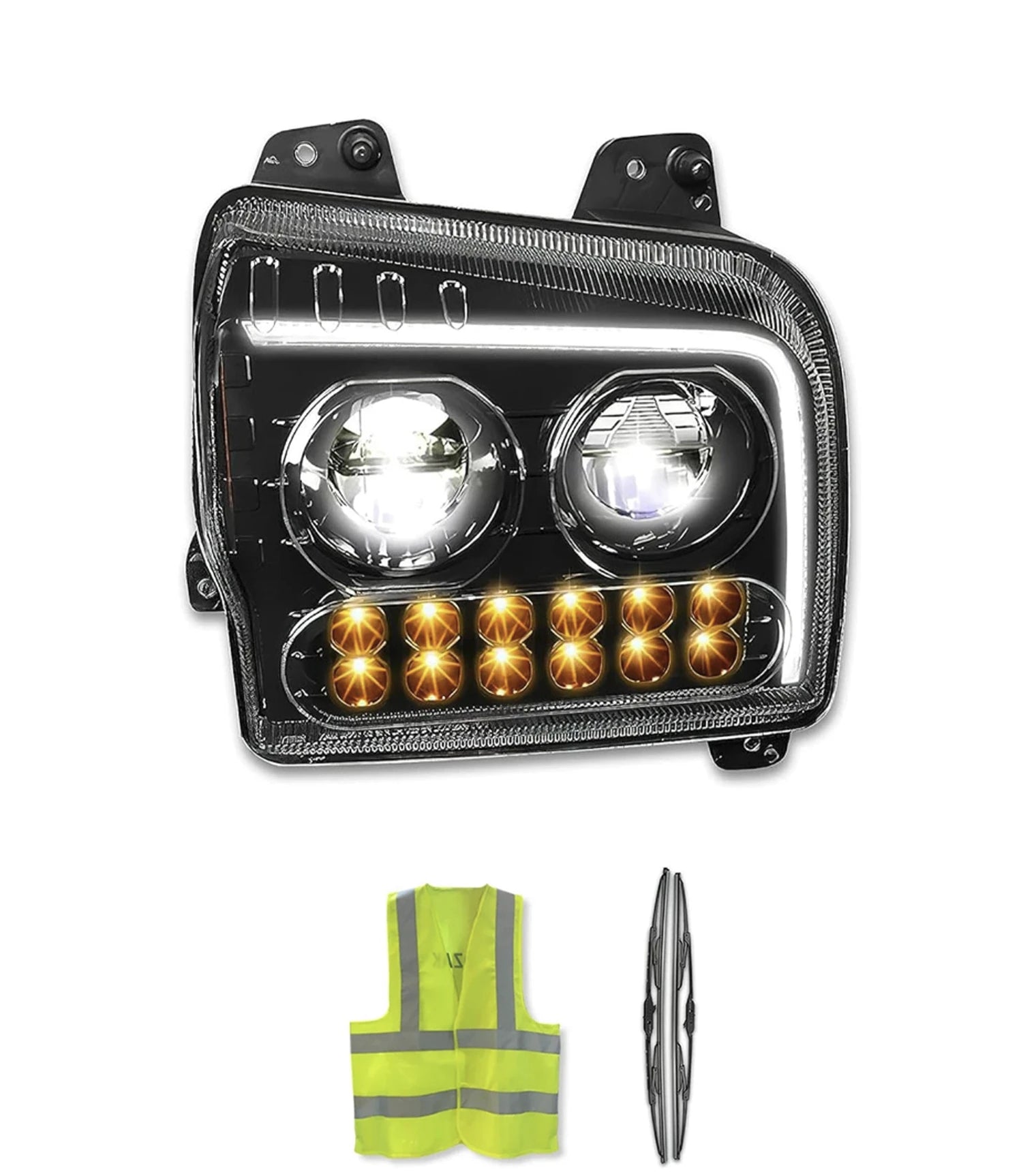 Ken Headlight Black LED DRL Sequential Turn Signal Passenger