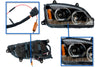 Headlight LED Black with Turn Signal Dual Passenger 2008-2018 Kenworth T660 T370