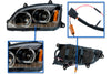 Headlight LED Black with Turn Signal Dual Driver 2008-2018 Kenworth T660 T370