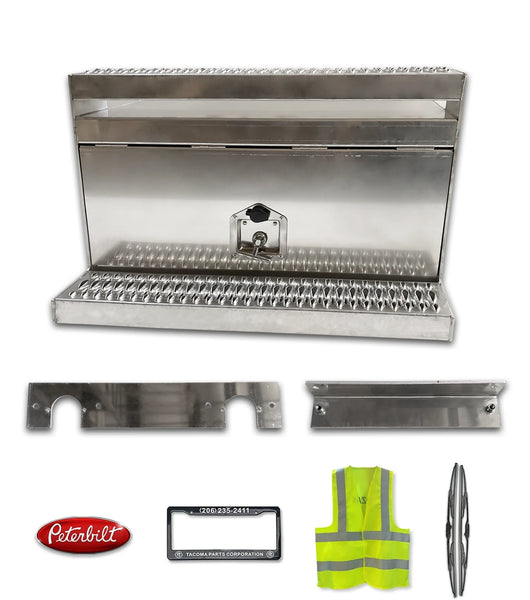 Aluminum Tool Box Step with Brackets Passenger Peterbilt 377 385