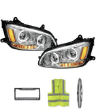 Headlights Led Chrome With Turn Signal Set 2008-2018 Kenworth T660