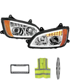 Headlights LED Bar Turn Signal Chrome Set 2008-2016 Kenworth T660 T700